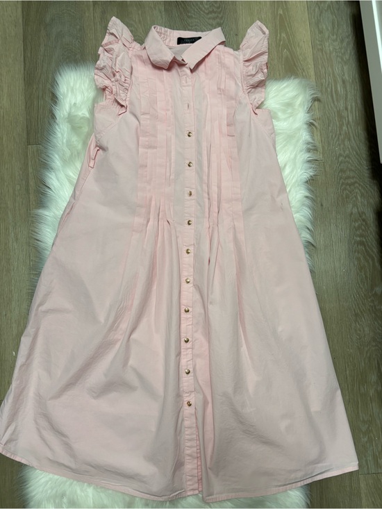 Zesica Dresses & Skirts - Sleeveless‎ Pink Button-Front Ruffle Dress